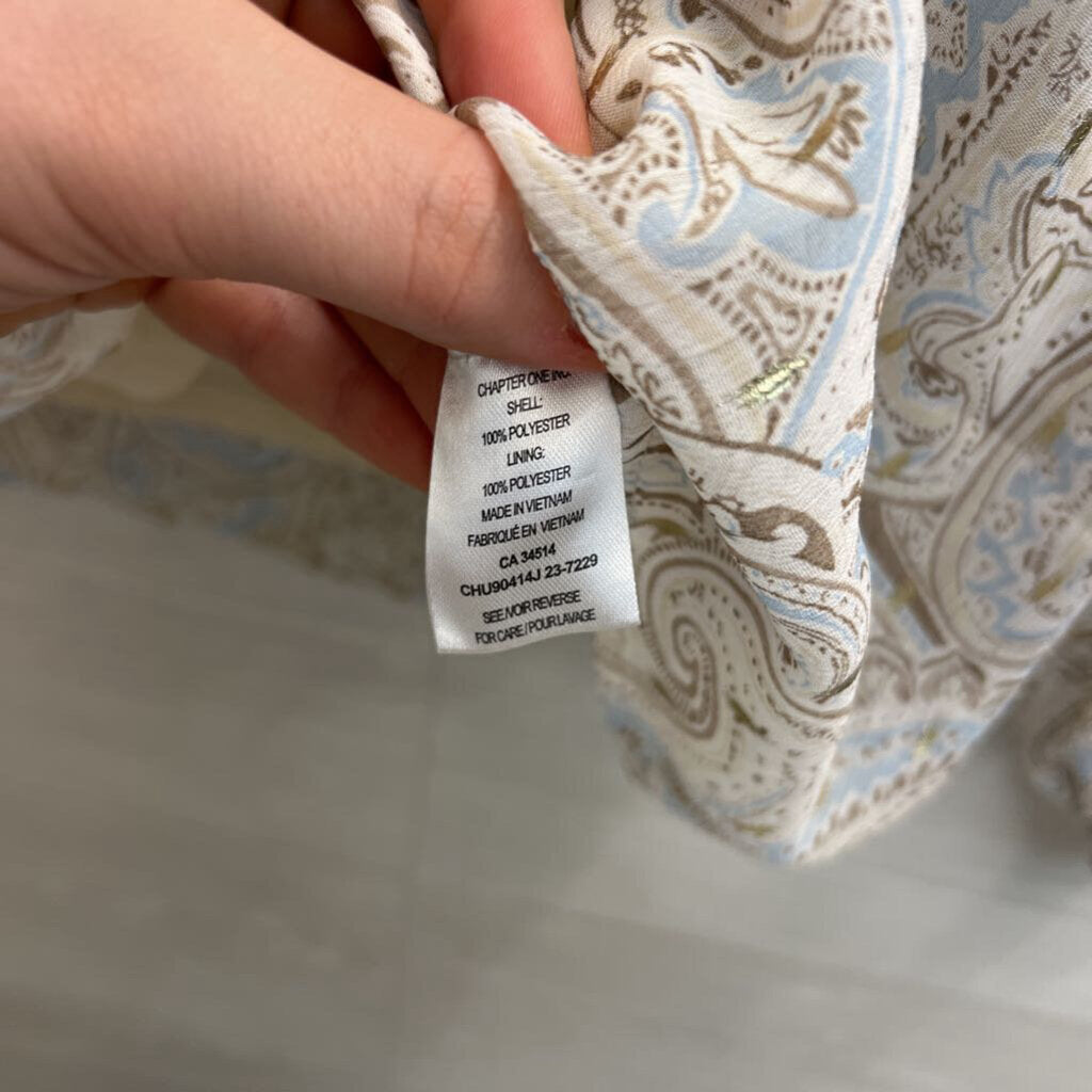 Autres Filles Beige/Cream/Gold Sheer Lined Boho Blouse Small