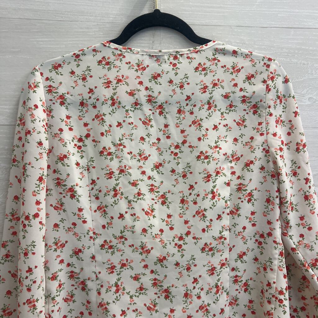 Princess Polly Cream/Red Floral Lace Trimmed Top 6