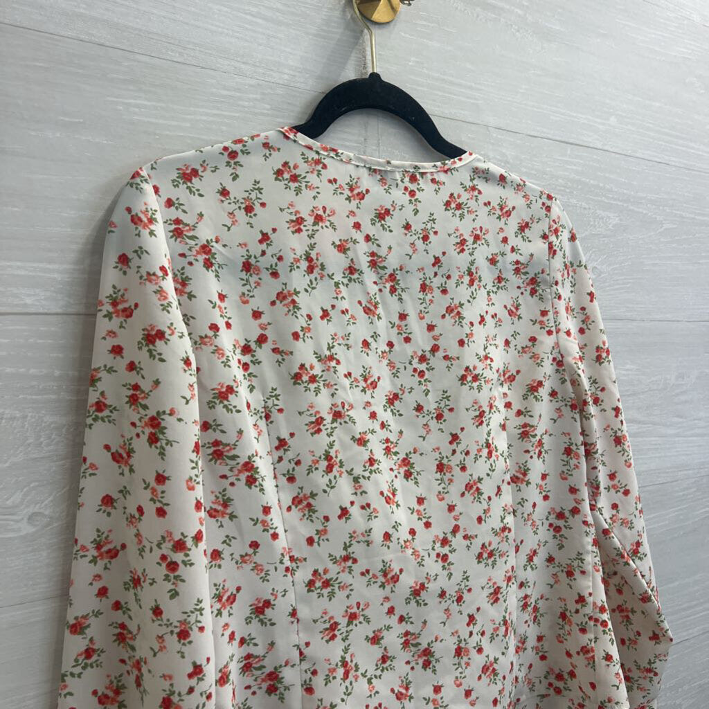 Princess Polly Cream/Red Floral Lace Trimmed Top 6