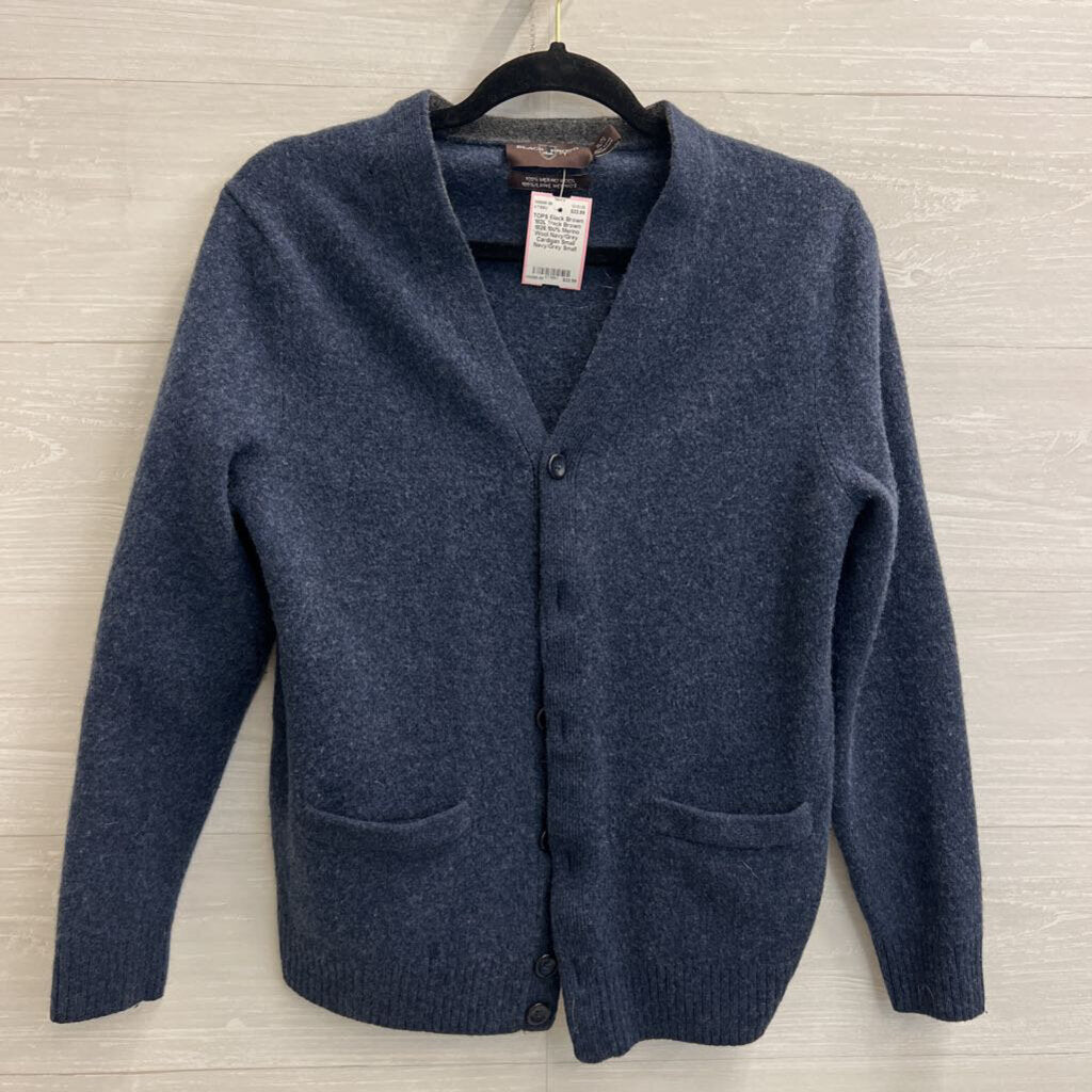 Black Brown 1826 100% Merino Wool Navy/Grey Cardigan Small