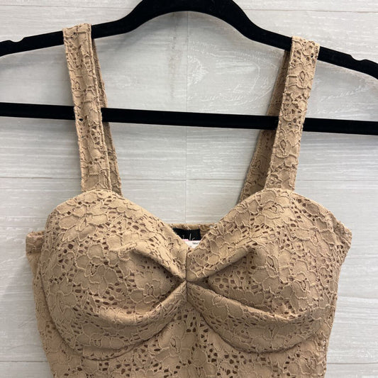 Love J Beige Lace Cropped Top Small
