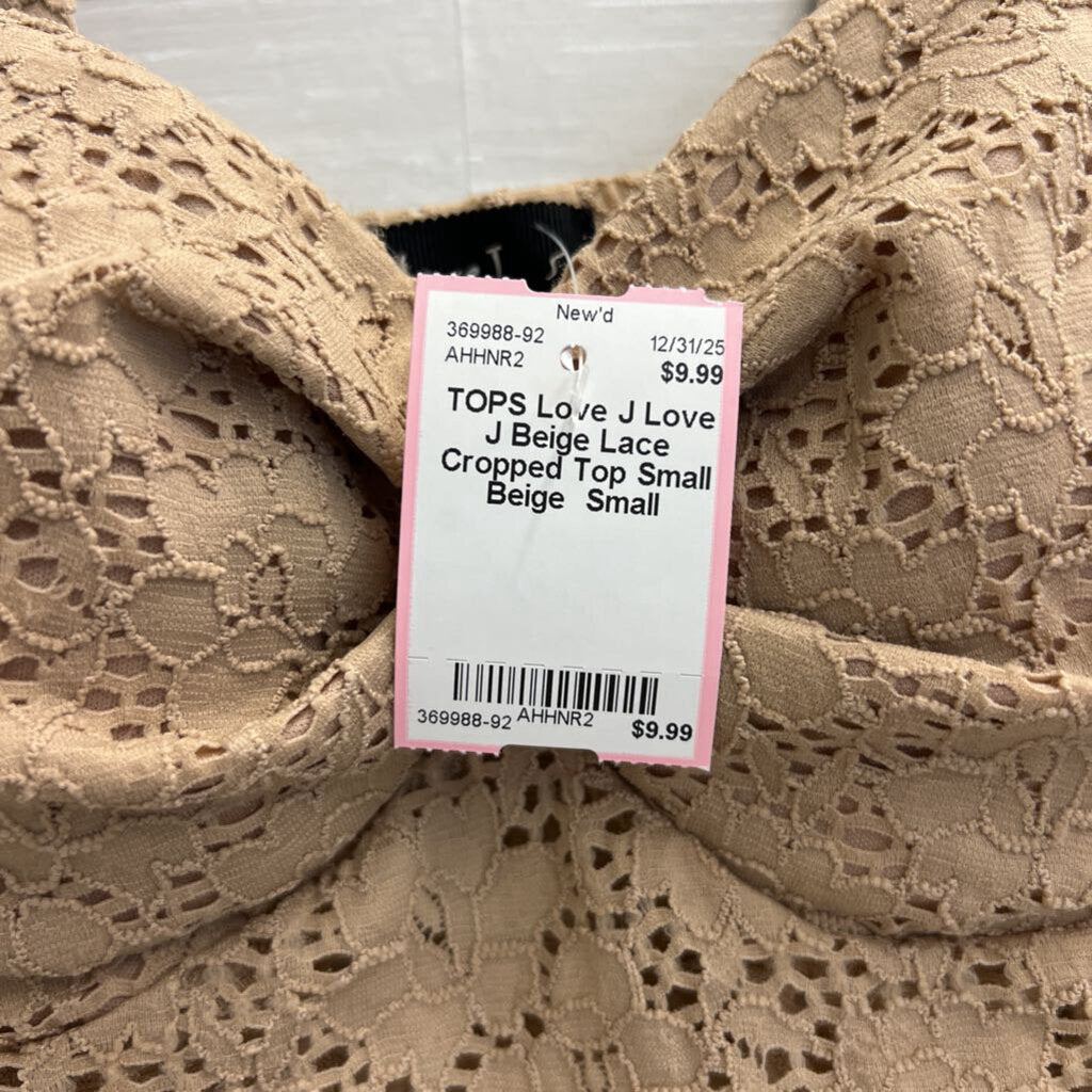Love J Beige Lace Cropped Top Small
