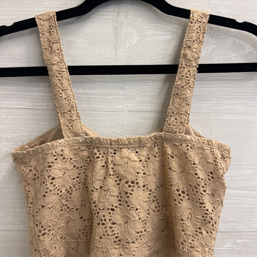 Love J Beige Lace Cropped Top Small