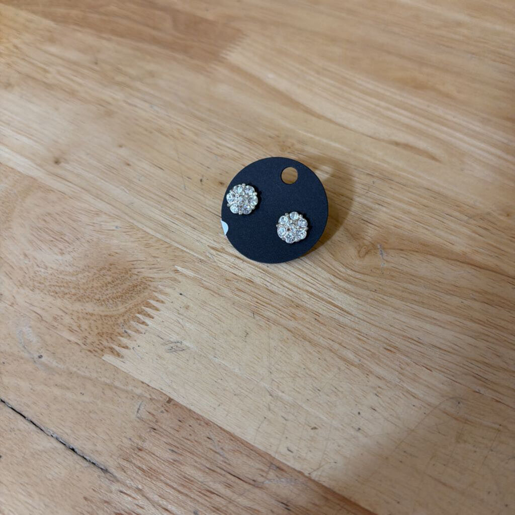 Silver/ Rhinestone Flower Stud Earrings