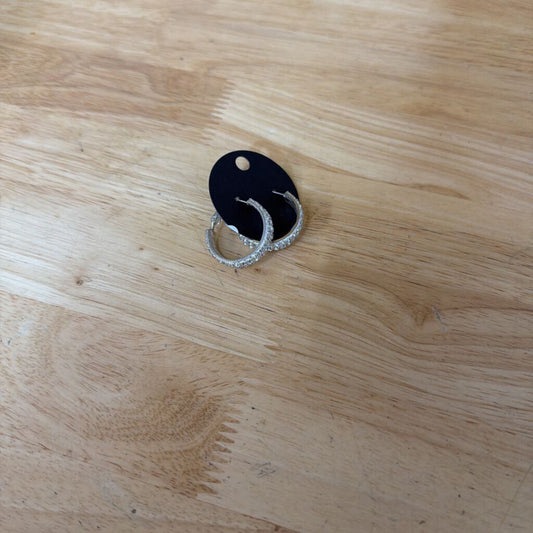 Silver/ Rhinestone Hoop Earrings