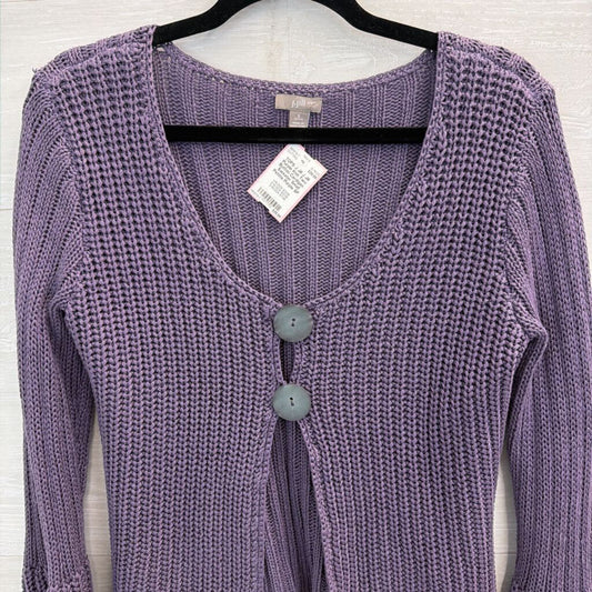 J Jill Purple Knit Two Button Cardigan Sweater Small Petitte
