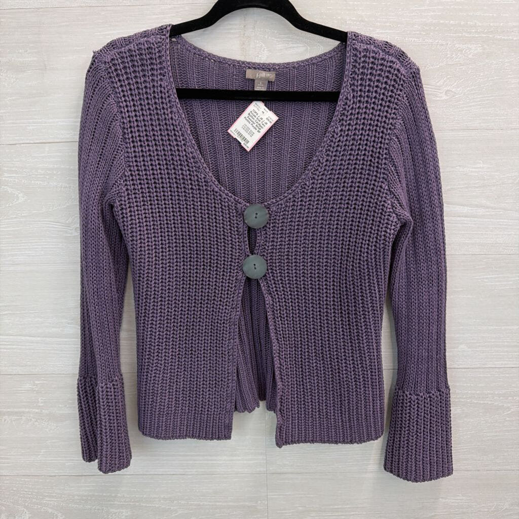 J Jill Purple Knit Two Button Cardigan Sweater Small Petitte