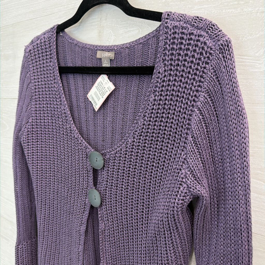 J Jill Purple Knit Two Button Cardigan Sweater Small Petitte