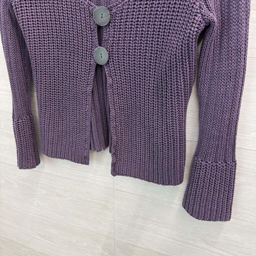 J Jill Purple Knit Two Button Cardigan Sweater Small Petitte