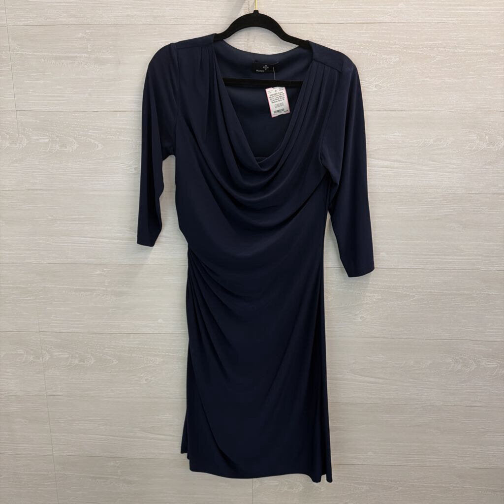 Ronni Nicole Navy Long Sleeve Cowl Neck Dress Medium