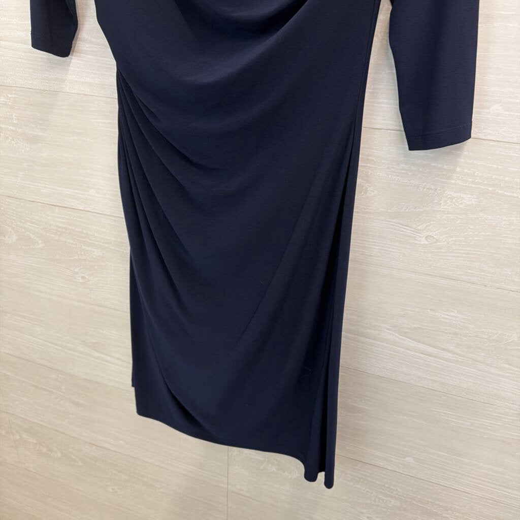 Ronni Nicole Navy Long Sleeve Cowl Neck Dress Medium