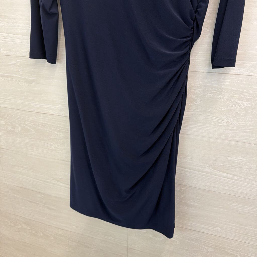 Ronni Nicole Navy Long Sleeve Cowl Neck Dress Medium