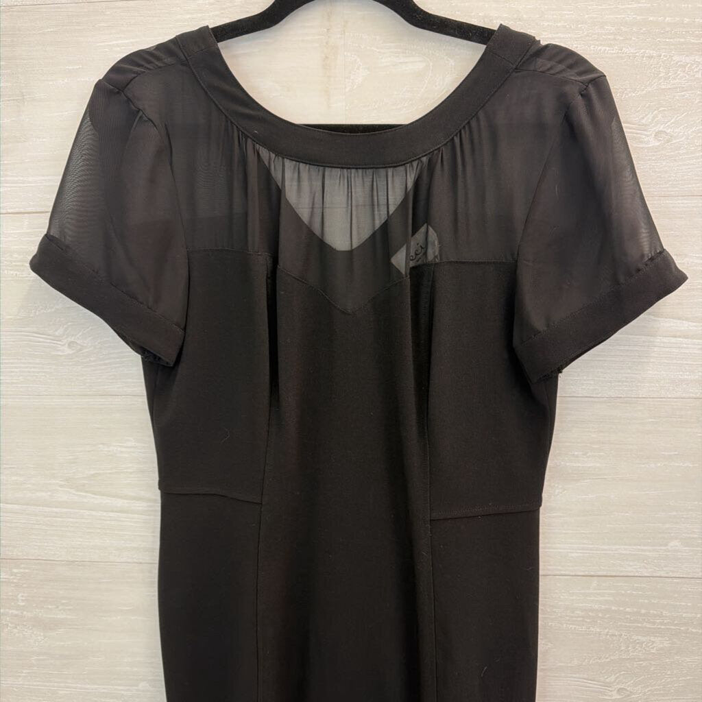 Eci Black Sheer Top Short Sleeve Dress 8