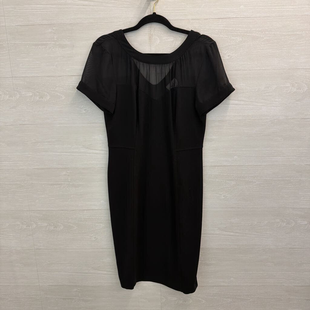 Eci Black Sheer Top Short Sleeve Dress 8