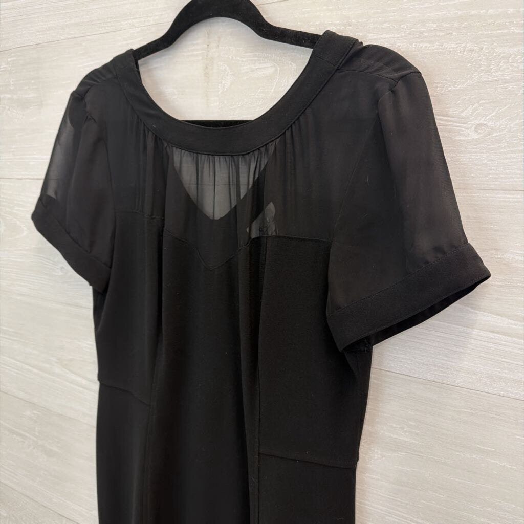 Eci Black Sheer Top Short Sleeve Dress 8