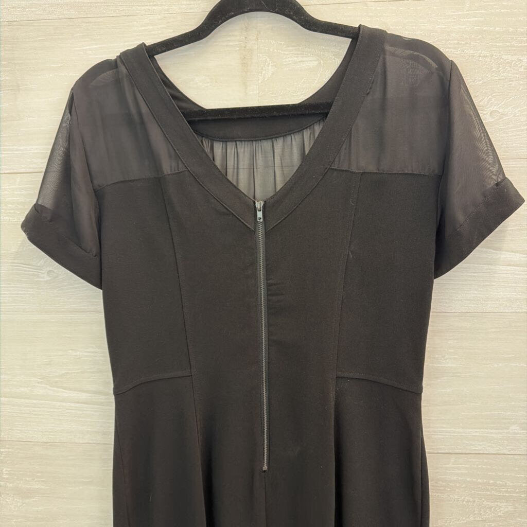 Eci Black Sheer Top Short Sleeve Dress 8