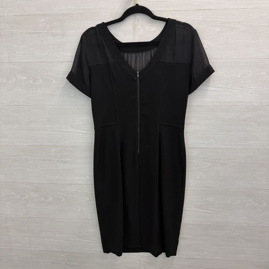 Eci Black Sheer Top Short Sleeve Dress 8