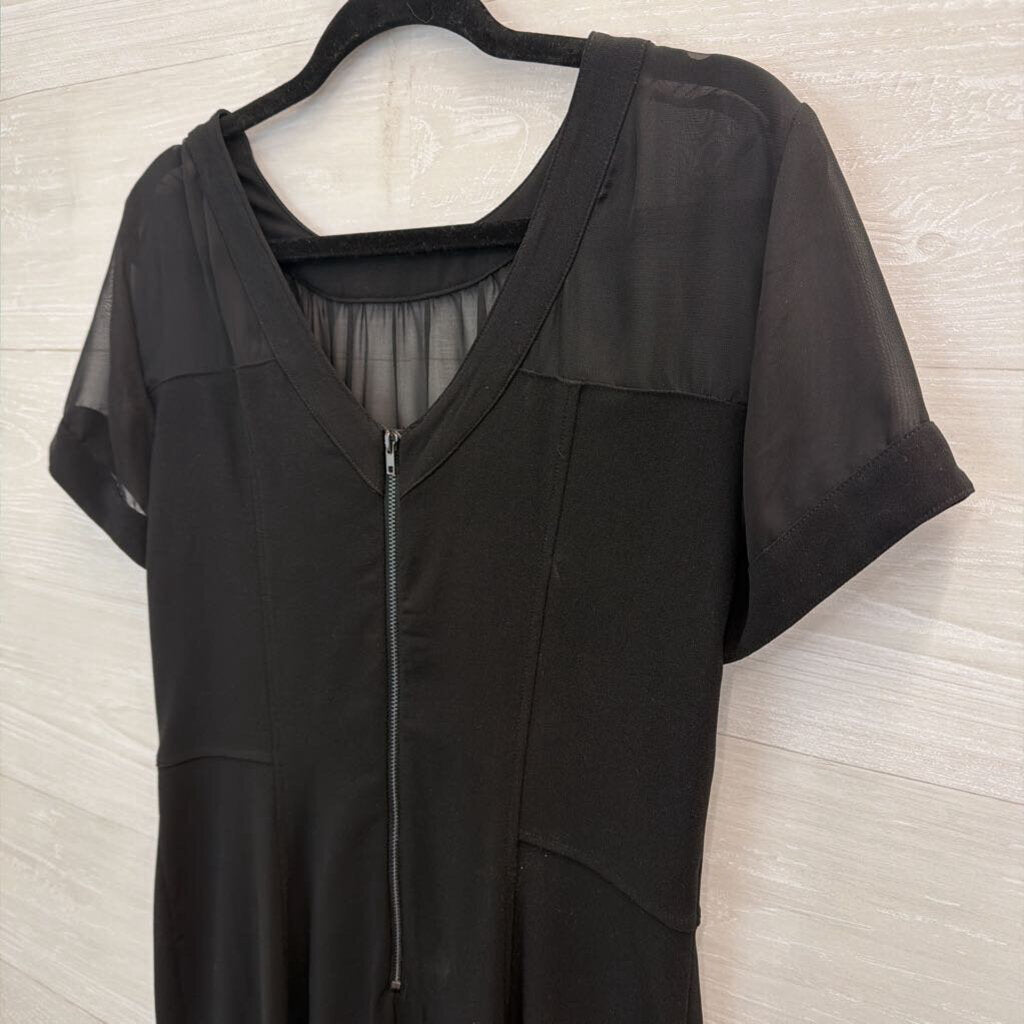 Eci Black Sheer Top Short Sleeve Dress 8