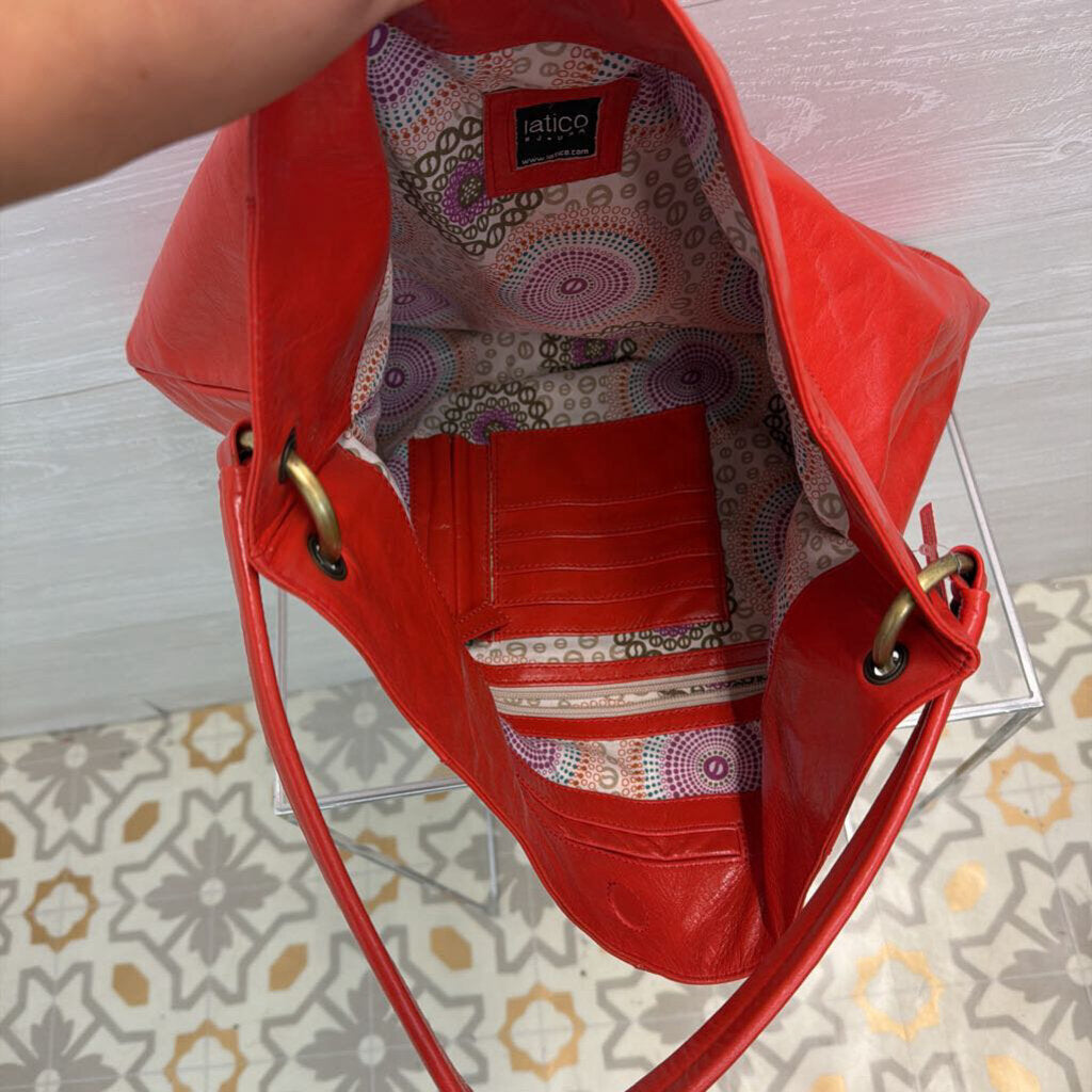Latico Red Leather Shoulder Hobo Purse