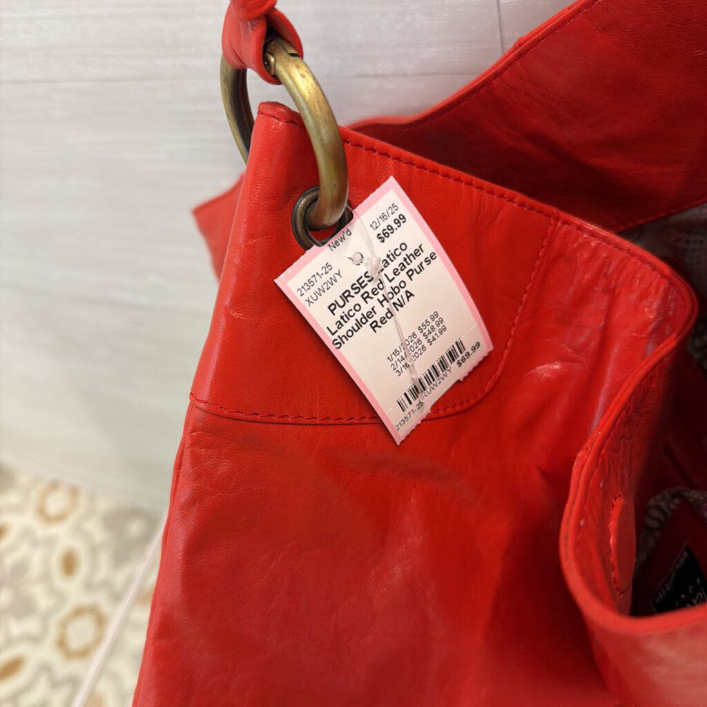 Latico Red Leather Shoulder Hobo Purse