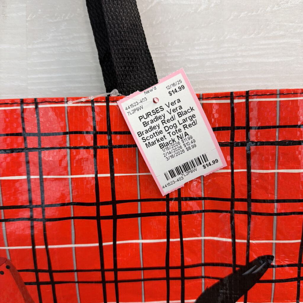 Vera Bradley Red/ Black Scottie Dog Large Market Tote