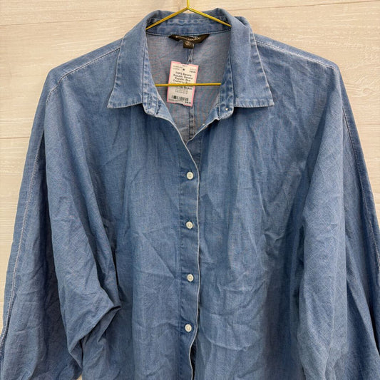 Banana Republic Blue Chambray Boxy Long Sleeve Button Down Top Medium