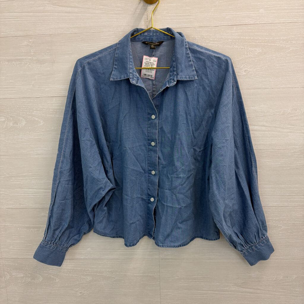 Banana Republic Blue Chambray Boxy Long Sleeve Button Down Top Medium