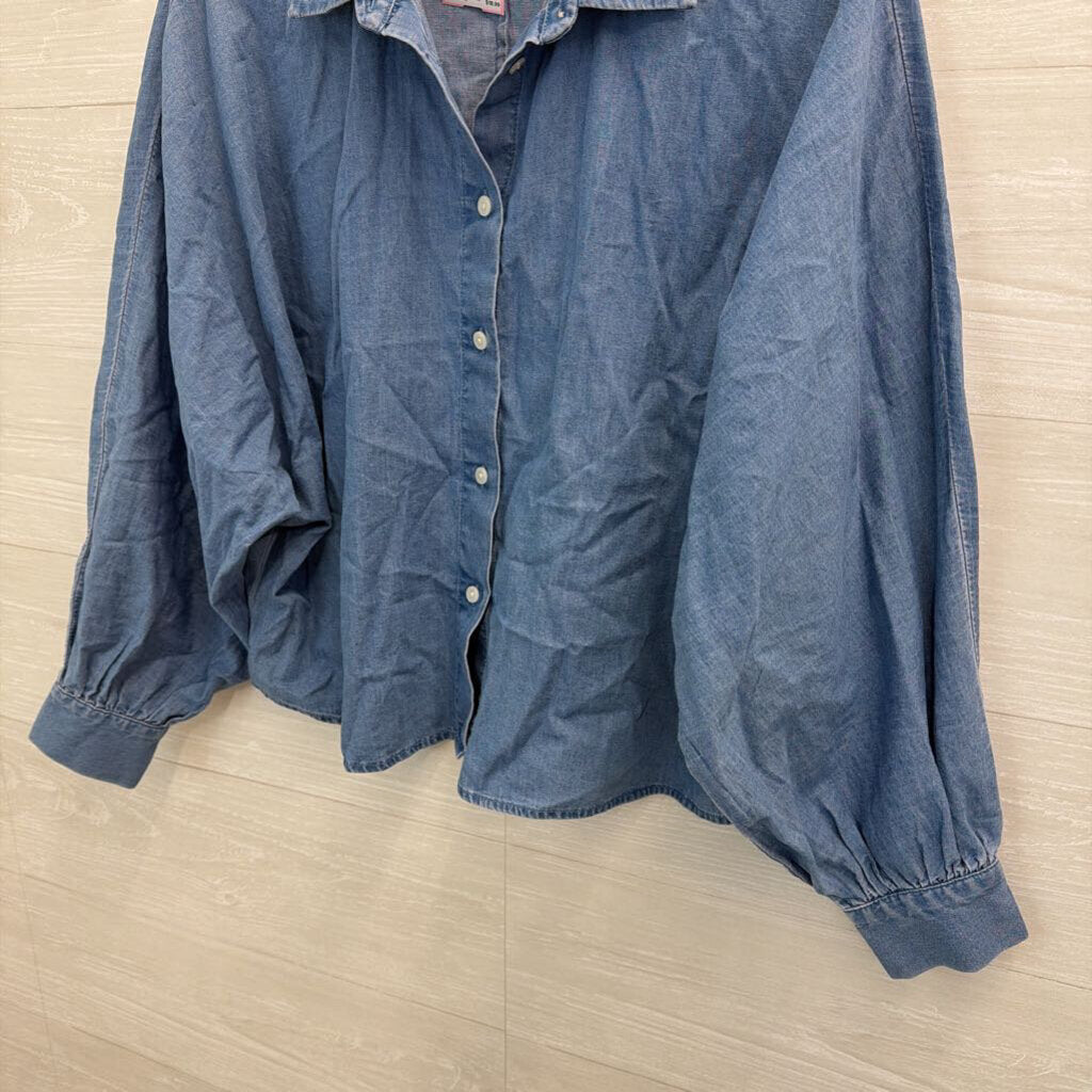 Banana Republic Blue Chambray Boxy Long Sleeve Button Down Top Medium