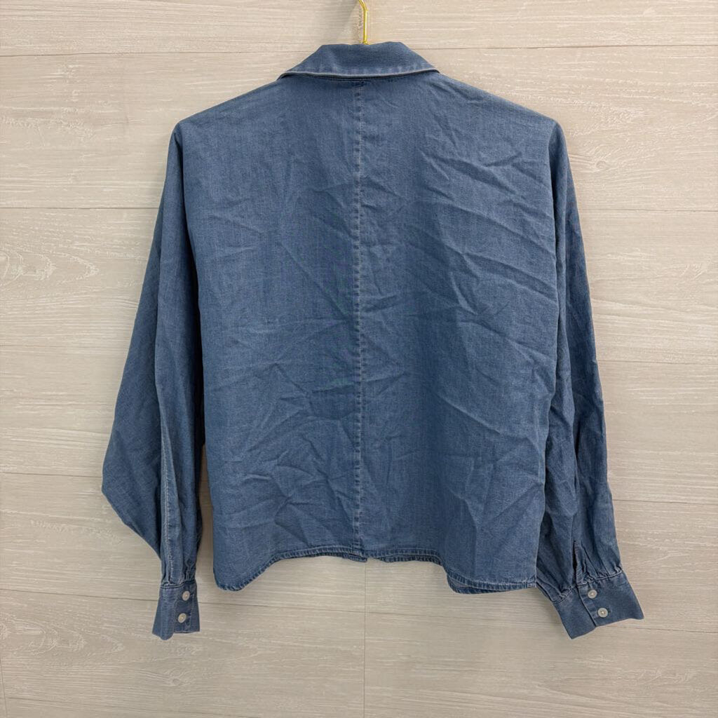Banana Republic Blue Chambray Boxy Long Sleeve Button Down Top Medium