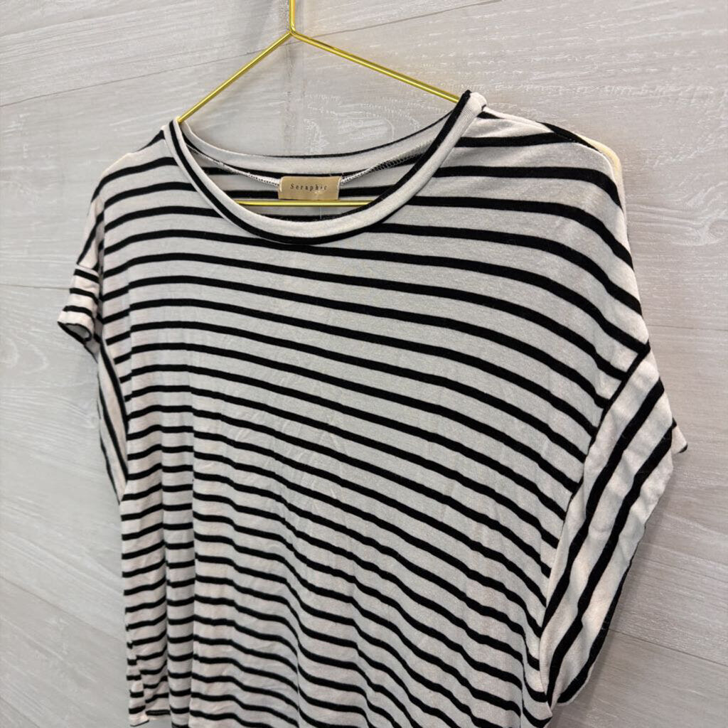 Seraphic Black/ White Striped Short Sleeve Top Medium