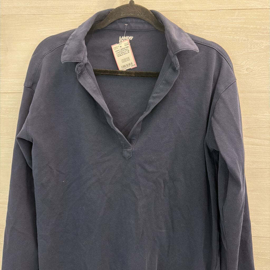 Lands End Navy Long Sleeve Top Medium