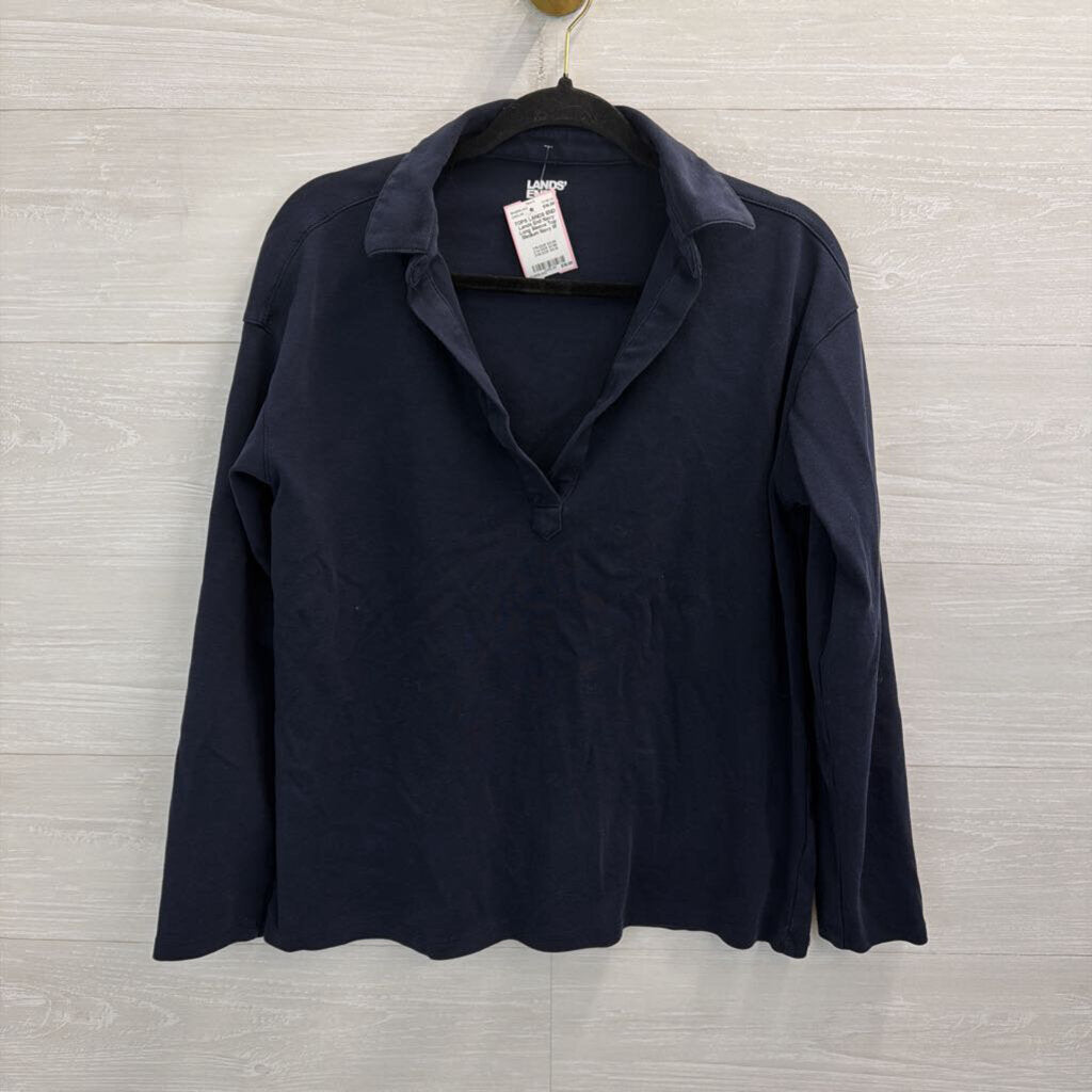 Lands End Navy Long Sleeve Top Medium