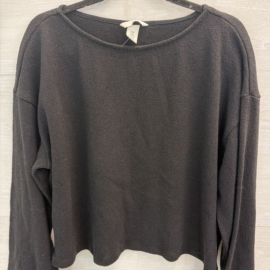 H&M Black Knit Cropped Long Sleeve Boxy Top Extra Large