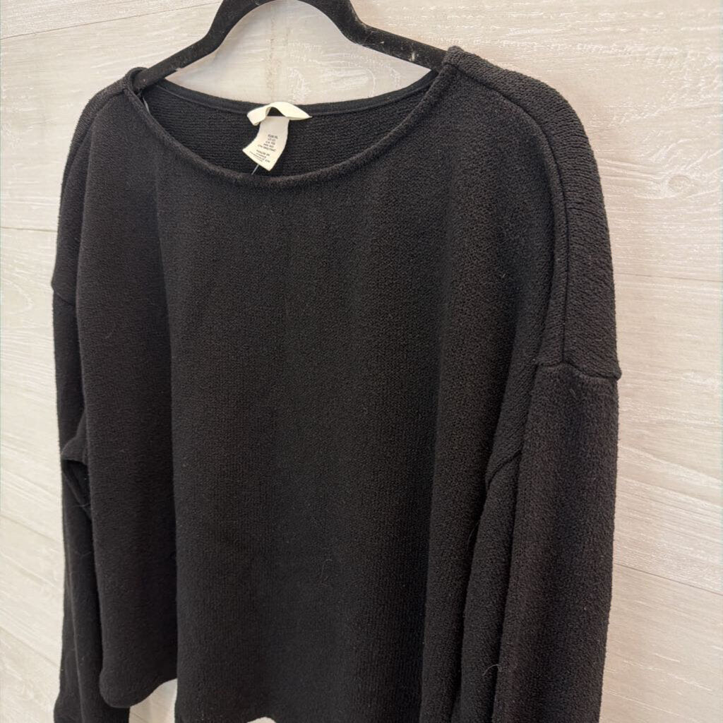H&M Black Knit Cropped Long Sleeve Boxy Top Extra Large