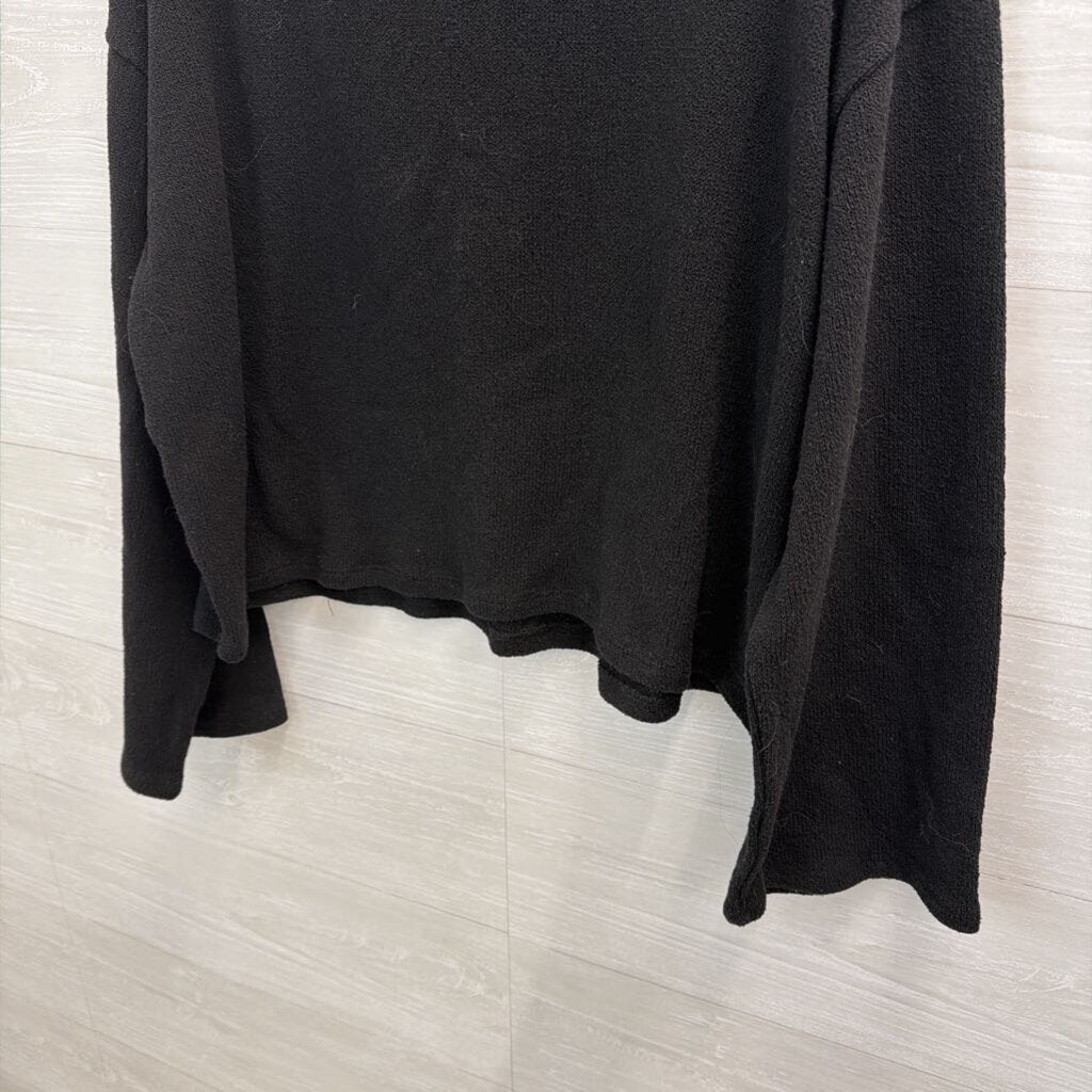 H&M Black Knit Cropped Long Sleeve Boxy Top Extra Large