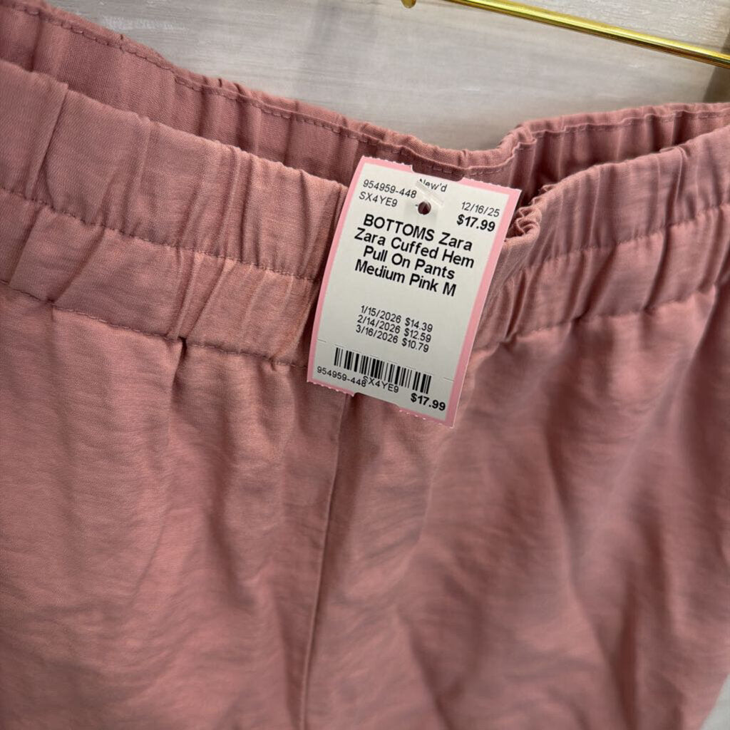 Zara Cuffed Hem Pull On Pants Medium