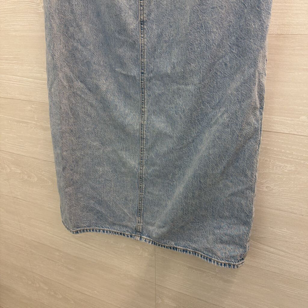 American Eagle Light Wash Front Slit Midi Denim Skirt 6