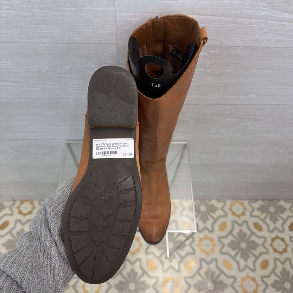 Sam Edelman Tall Brown Leather Boots 8.0