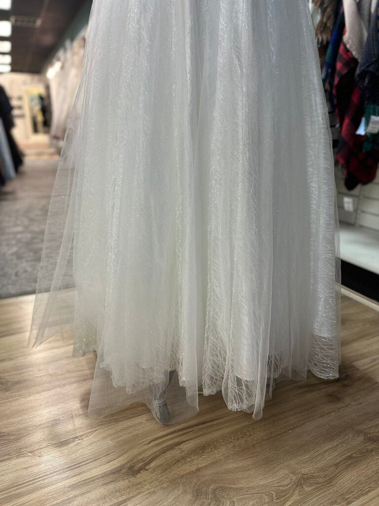 Ivory Layered Sparkle/ Lace A Line Bridal Gown 6