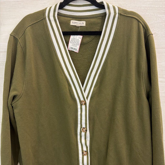 Lincoln Outfitters Green/ White Stripe Detail Sweatshirt Cardigan Extra Large