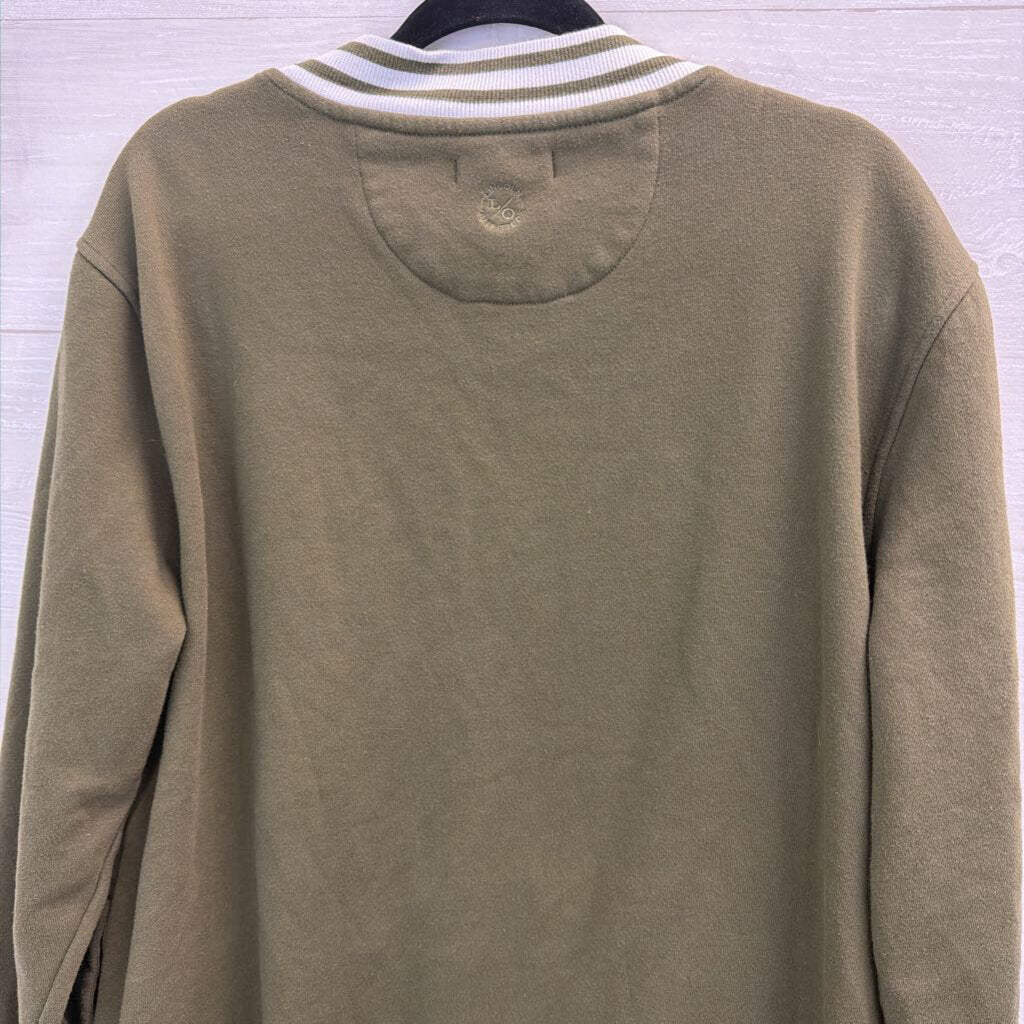 Lincoln Outfitters Green/ White Stripe Detail Sweatshirt Cardigan Extra Large