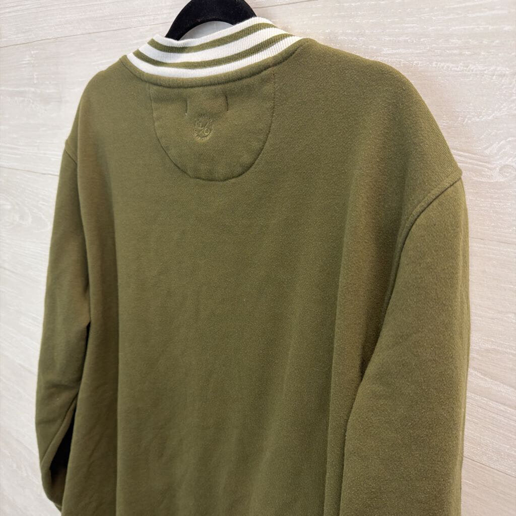 Lincoln Outfitters Green/ White Stripe Detail Sweatshirt Cardigan Extra Large