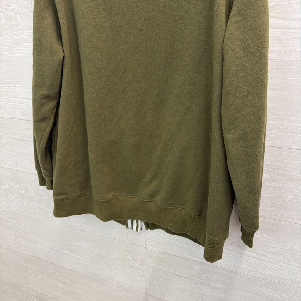 Lincoln Outfitters Green/ White Stripe Detail Sweatshirt Cardigan Extra Large