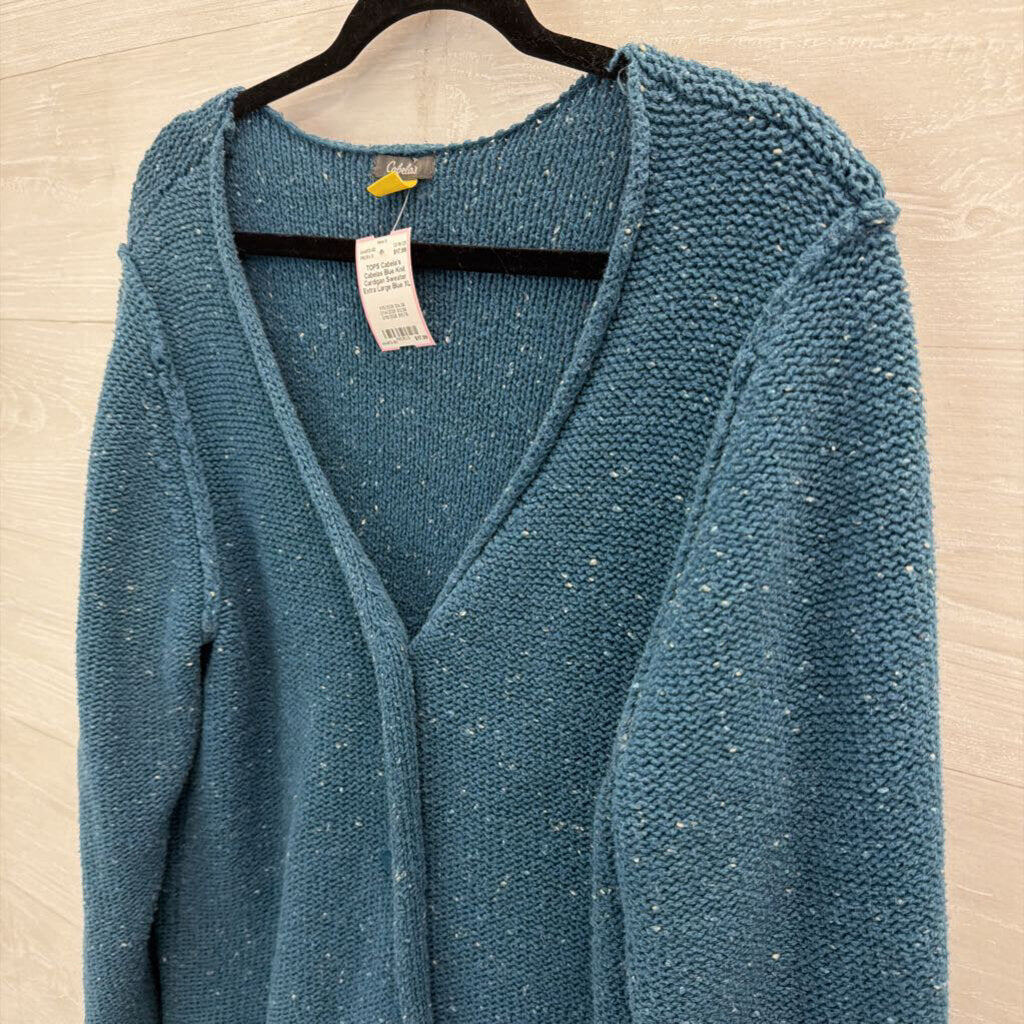 Cabelas Blue Knit Cardigan Sweater Extra Large