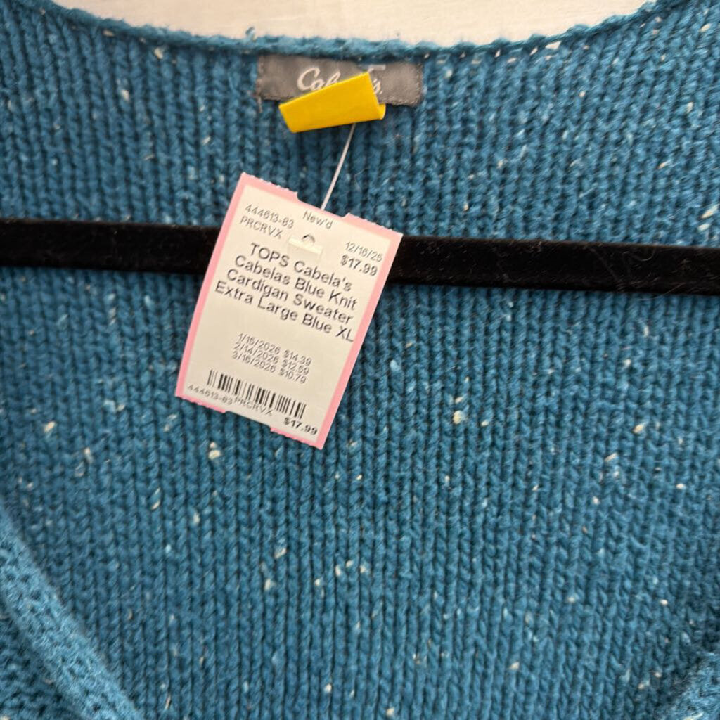 Cabelas Blue Knit Cardigan Sweater Extra Large
