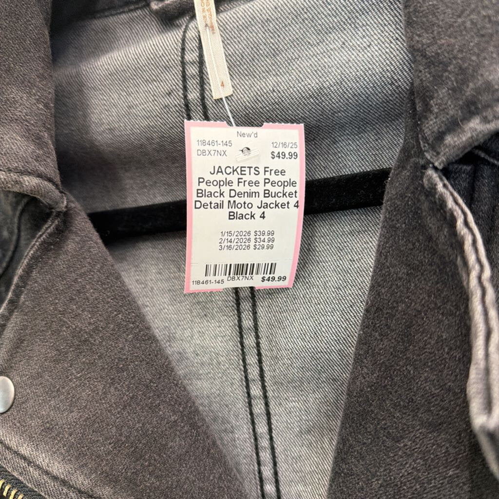 Free People Black Denim Bucket Detail Moto Jacket 4