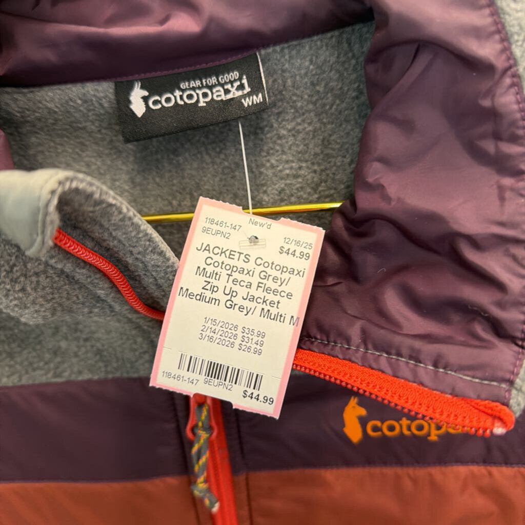 Cotopaxi Grey/ Multi Teca Fleece Zip Up Jacket Medium