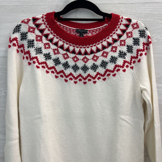 Talbots Cream/ Red/ Black Fair Isle Sweater Small