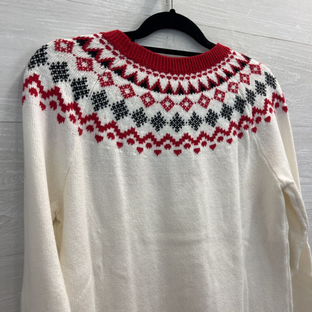 Talbots Cream/ Red/ Black Fair Isle Sweater Small