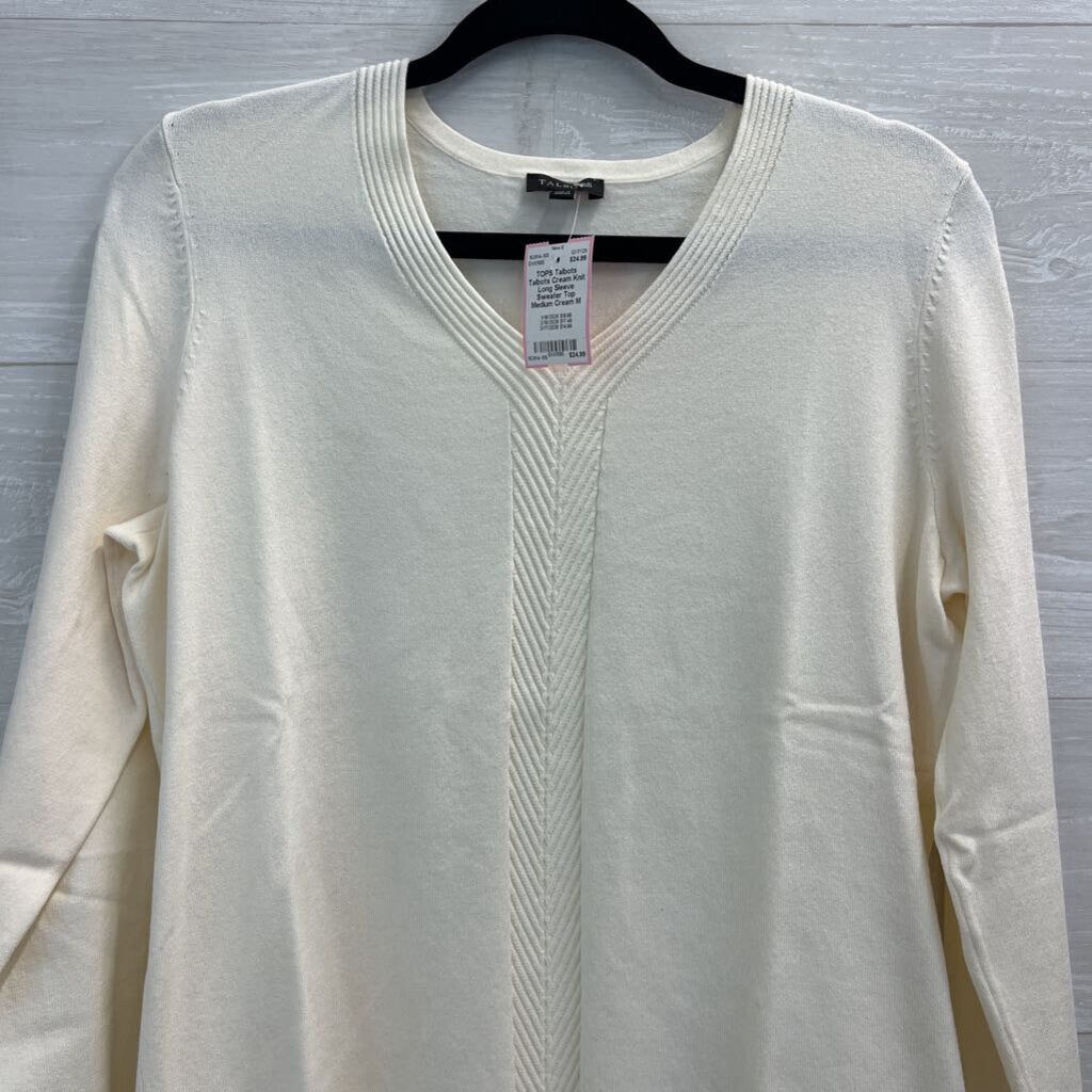 Talbots Cream Knit Long Sleeve Sweater Top Medium